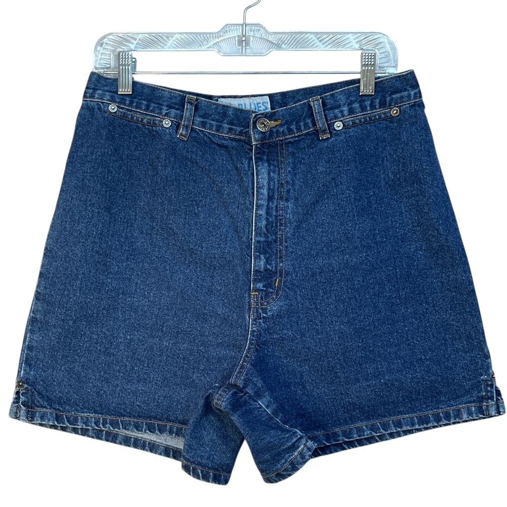 LA BLUES Women's Denim Jean Shorts Dark Wash Cuffed Size 12
